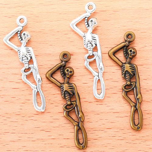 Sinc Alloy Skull Pendants, Blaosc, plátáilte, DIY, dathanna níos mó le haghaidh rogha, 42x12mm, 100ríomhairí pearsanta/Mála, Díolta De réir Mála