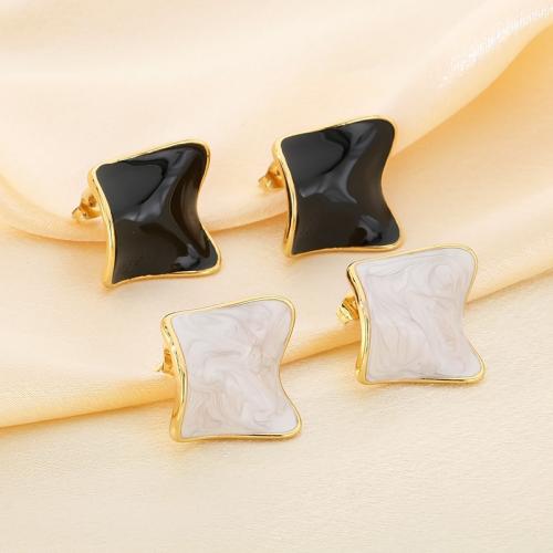 Stainless Steel Stud Earrings, 304 Stainless Steel, plated, fashion jewelry & enamel, more colors for choice, Sold By Pair