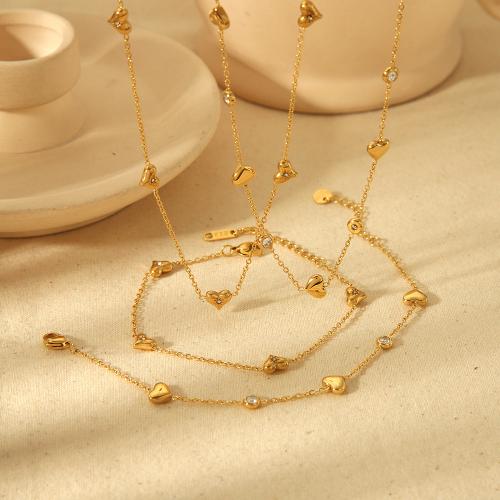 Jewelry Sets, Titanium Steel, gold color plated, fashion jewelry & different styles for choice & with rhinestone, golden, Sold By PC