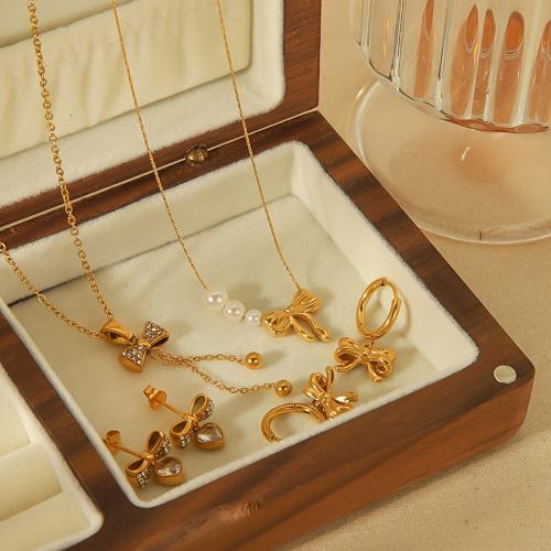 Jewelry Sets, Titanium Steel, gold color plated, fashion jewelry & different styles for choice & different designs for choice & with rhinestone, golden, Sold By PC