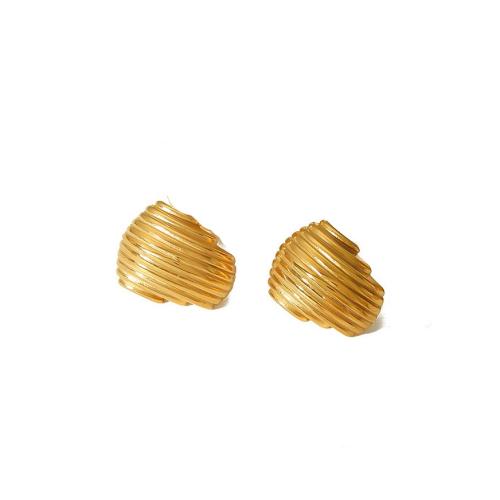 Titanium Steel  Earring gold color plated fashion jewelry golden Sold By Pair