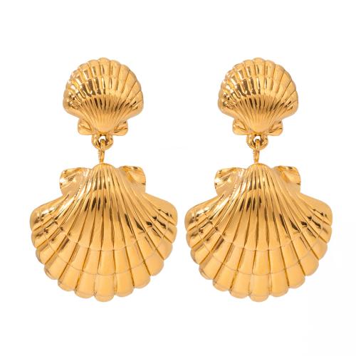 Boucle d'oreille goutte inox, Acier inoxydable 304, Placage de couleur d'or, bijoux de mode, doré, 22.60x37mm, Vendu par paire