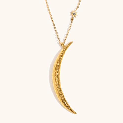 Stainless Steel Jewelry Necklace, 304 Stainless Steel, with 5cm extender chain, 18K gold plated, fashion jewelry & for woman & with rhinestone, Length:40 cm, Sold By PC