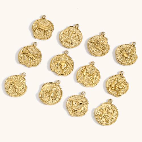 Stainless Steel Pendants, 304 Stainless Steel, 18K gold plated, Zodiac symbols jewelry & DIY & different designs for choice, Sold By PC