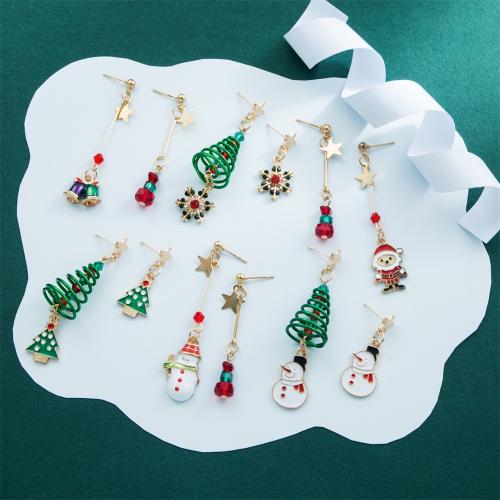 Boucles d'oreilles de Noël, alliage de zinc, Placage, Conception de Noël & styles différents pour le choix & pour femme, Vendu par paire