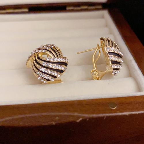 Cubic Zirconia Micro Pave Brass Earring real gold plated micro pave cubic zirconia & for woman & enamel gold Sold By Pair