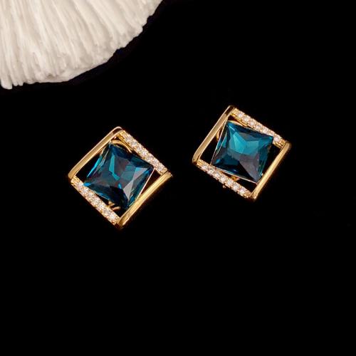 Boucles d'oreilles en laiton zircon cubique pavent, Plaqué d'or, pavé de micro zircon & pour femme, plus de couleurs à choisir, 21x21mm, Vendu par paire