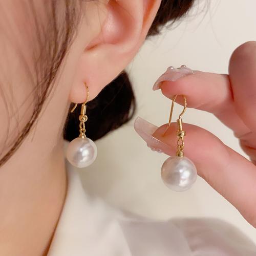 Brass Drop Earring with Plastic Pearl real gold plated & for woman gold Sold By Pair