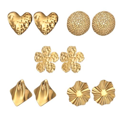 Stainless Steel Stud Earrings, 304 Stainless Steel, plated, different styles for choice & for woman, gold, Sold By Pair