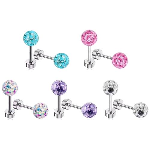 Stainless Steel Ear Piercing Jewelry, 304 Stainless Steel, Unisex & different size for choice & micro pave cubic zirconia, more colors for choice, Sold By PC