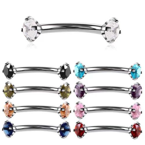 Stainless Steel Lip Ring, 316L Stainless Steel, Unisex & micro pave cubic zirconia, more colors for choice, Sold By PC