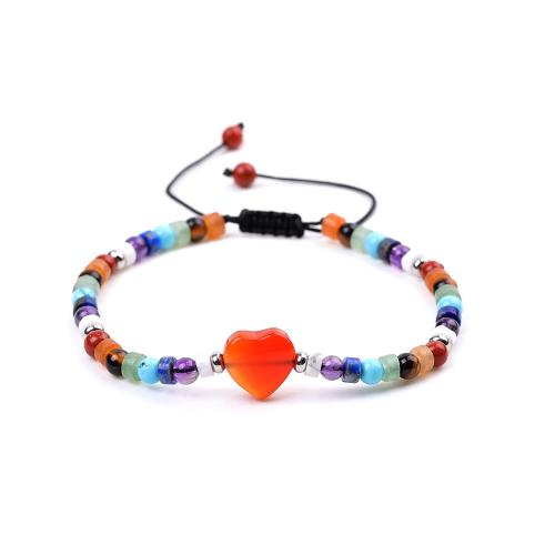 Gemstone Bracelet, with Polyester Cord, Heart, handmade, different materials for choice & Unisex, Length:Approx 6.7-10.2 Inch, Sold By PC