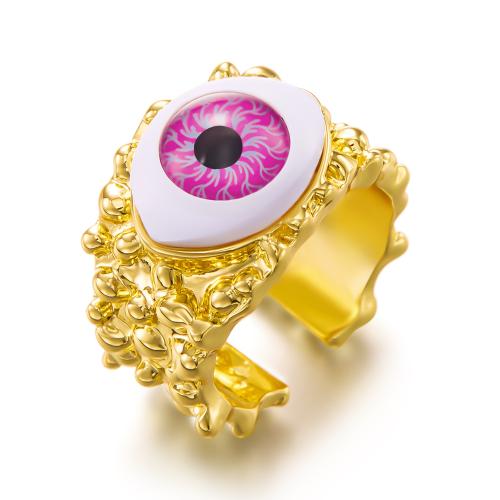 Tibetan Style Cuff Finger Ring, with Resin, Evil Eye, gold color plated, adjustable & for woman, more colors for choice, US Ring Size:8, Sold By PC