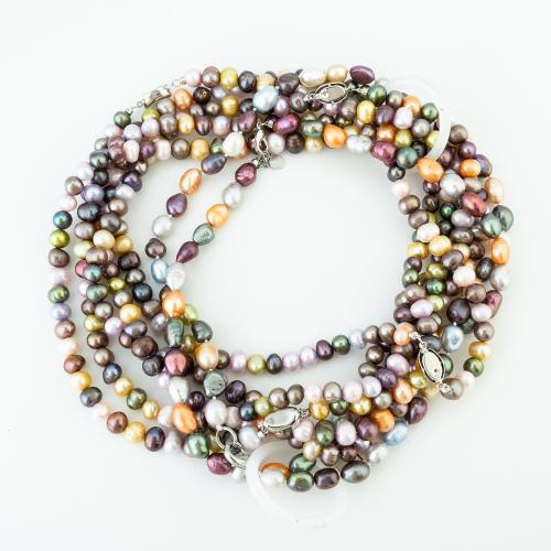 Freshwater Pearl Brass Necklace, with Brass, fashion jewelry & different styles for choice & for woman, multi-colored, Length:Approx 14 Inch, Sold By PC