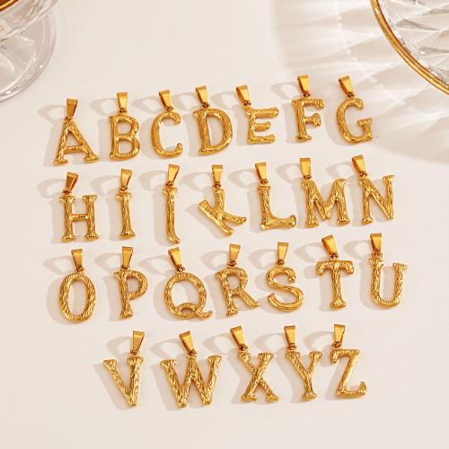 Edelstahl Brief Anhänger, 304 Edelstahl, Alphabet-Buchstabe, DIY & verschiedene Stile für Wahl, goldfarben, verkauft von PC