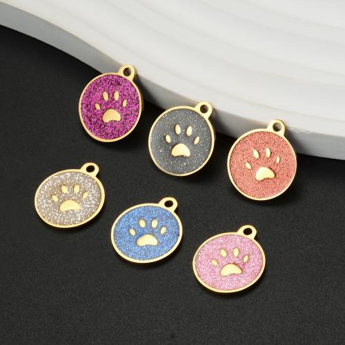 Stainless Steel Pendants, 304 Stainless Steel, Round, DIY & enamel, more colors for choice, 18x15mm, 5PCs/Bag, Sold By Bag