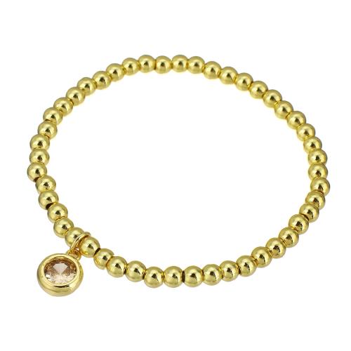 Cúbicos Circonia pulsera Latón Micro pavimenta, metal, Estrella, chapado en color dorado, micro arcilla de zirconia cúbica & para mujer, más colores para la opción, longitud:aproximado 7 Inch, Vendido por UD