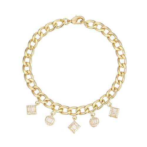 Cubic Zirconia Micro Pave Brass Bracelet, fashion jewelry & micro pave cubic zirconia & for woman, Length:Approx 20 cm, Sold By PC