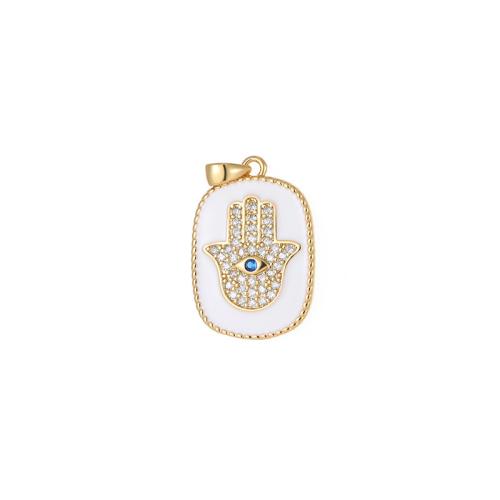 Cubic Zirconia Micro Pave Brass Pendant, DIY & micro pave cubic zirconia & enamel, more colors for choice, 27.50x16mm, Sold By PC