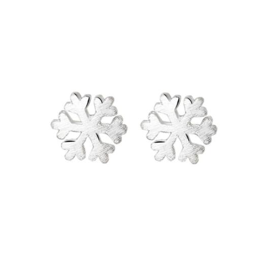 Brass Stud Earring, Cupronickel, Snowflake, fashion jewelry & for woman, 8mm, Sold By Pair