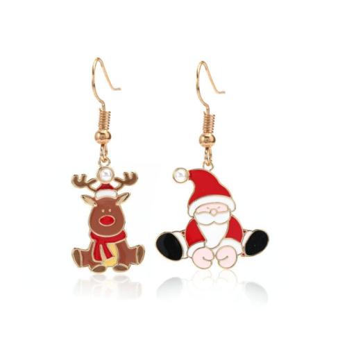 Pendientes de Navidad, aleación de zinc, Diseño de Navidad & Joyería & para mujer & esmalte, Vendido por Par