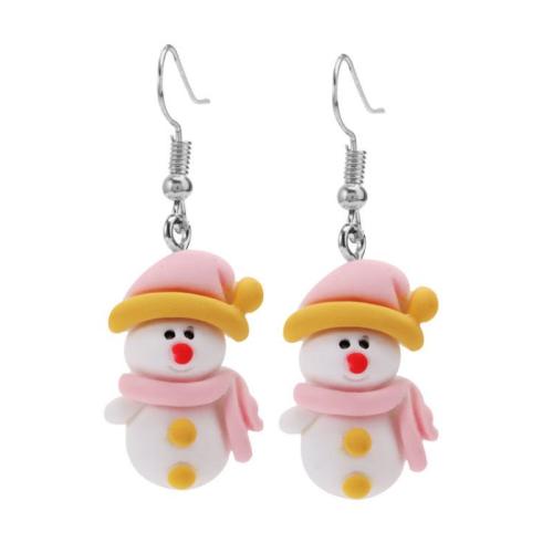 Christmas Earrings, Resin, Snowman, Christmas Design & fashion jewelry & for woman & enamel, 13x24.90mm, Sold By Pair