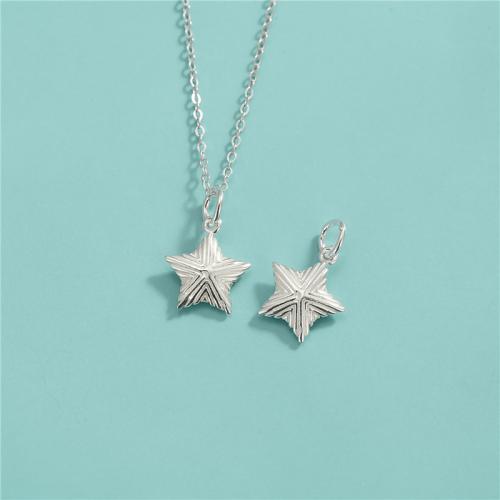 925 Sterling Silver Pendant, Star, DIY, 11.60x13.20mm, Sold By PC