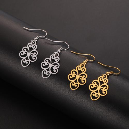 304 Stainless Steel Drop Earring, fashion jewelry & for woman & hollow, more colors for choice, 21.80x14.10mm, Sold By Pair