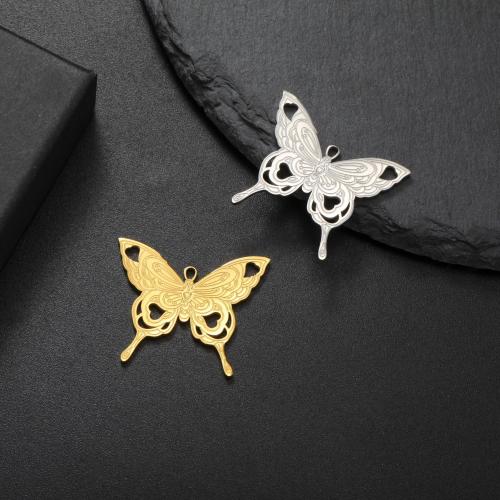 Stainless Steel Animal Pendants, 304 Stainless Steel, Butterfly, DIY, more colors for choice, 23x28mm, Sold By PC