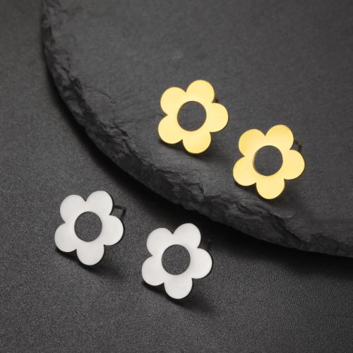 Stainless Steel Stud Earrings, 304 Stainless Steel, Flower, fashion jewelry & for woman, more colors for choice, 16x15.50mm, Sold By Pair