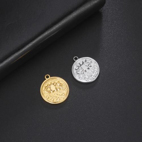 Stainless Steel Pendants, 304 Stainless Steel, Round, fashion jewelry & Unisex, more colors for choice, 18.50x16.20mm, Sold By PC