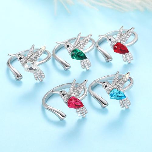 Cubique anneau en laiton Circonia Micro Pave, Colibri, bijoux de mode & pavé de micro zircon & pour femme, plus de couleurs à choisir, Vendu par PC