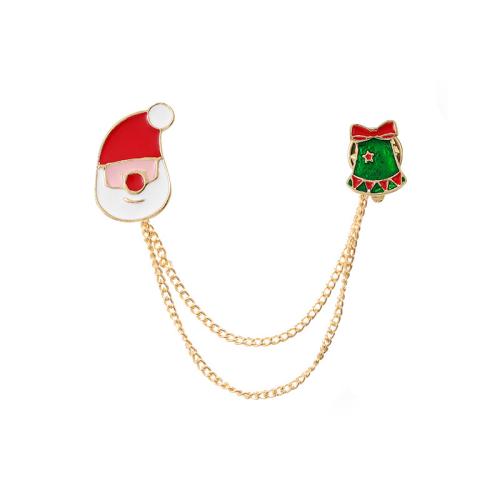 Zinc Alloy Brooch gold color plated & Christmas Design & Unisex & enamel nickel lead & cadmium free Sold By PC