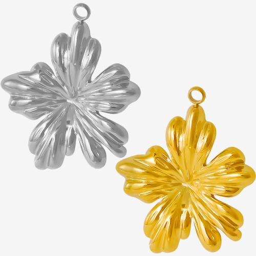 Stainless Steel Flower Pendant, 304 Stainless Steel, Vacuum Ion Plating, DIY, more colors for choice, 22x26mm, Sold By PC