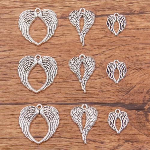 Wing Shaped Tibetan Style Pendants, antique silver color plated, DIY & different size for choice, more colors for choice, nickel, lead & cadmium free, Approx 100PCs/Bag, Sold By Bag