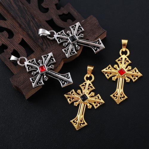 Zinc Alloy Cross Pendants plated DIY & with rhinestone nickel lead & cadmium free Sold By PC