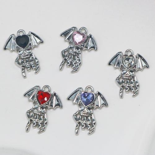 Zinc Alloy Rhinestone Pendants silver color plated DIY & with rhinestone nickel lead & cadmium free Sold By PC