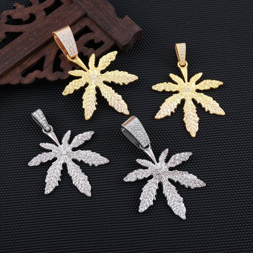 Pendentifs feuilles en alliage de zinc , Placage, DIY & avec strass, plus de couleurs à choisir, protéger l'environnement, sans nickel, plomb et cadmium, 55x62mm, Vendu par PC