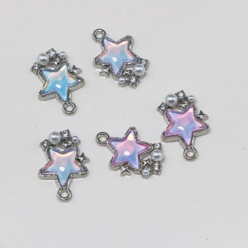 Tibetan Style Rhinestone Pendants, with Sea Opal & Plastic Pearl, Star, silver color plated, DIY & with rhinestone, more colors for choice, nickel, lead & cadmium free, Sold By PC