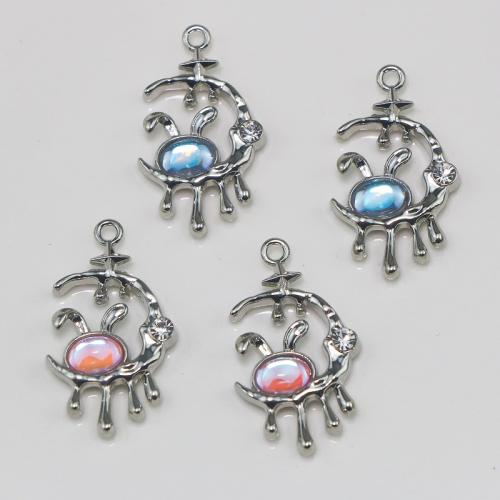 Tibetan Style Rhinestone Pendants, silver color plated, DIY & with rhinestone, more colors for choice, nickel, lead & cadmium free, Sold By PC