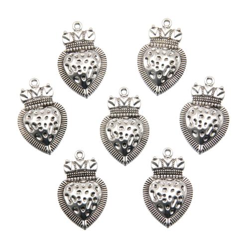 Tibetan Style Fruit Shape Pendants, Strawberry, antique silver color plated, DIY, nickel, lead & cadmium free, 20x32mm, Approx 100PCs/Bag, Sold By Bag