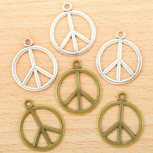 Wisiorki ze stopów cynku, Stop cynku, Logo Peace (pokój), Powlekane, DIY, dostępnych więcej kolorów, 35x29mm, 100komputery/torba, sprzedane przez torba