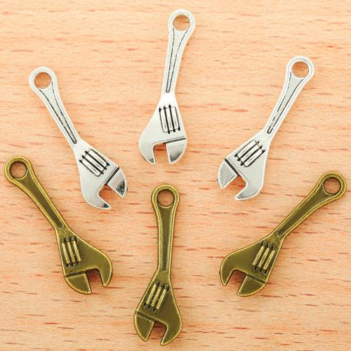 Tibetan Style Tool Pendants, Wrench, plated, DIY, more colors for choice, 24x7mm, 100PCs/Bag, Sold By Bag