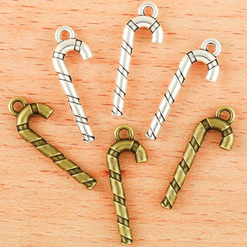 Zinc Alloy Christmas Pendants Christmas Candy Cane plated DIY Sold By Bag