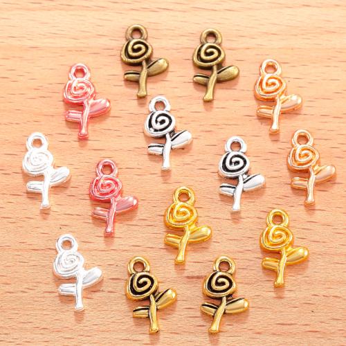 Tibetan Style Flower Pendants, Rose, plated, DIY, more colors for choice, 15x9mm, 100PCs/Bag, Sold By Bag