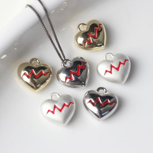 Tibetan Style Enamel Pendants, Heart, plated, DIY, more colors for choice, 11x11mm, 100PCs/Bag, Sold By Bag