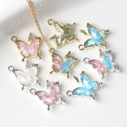 Resin Zinc Alloy Pendants with Resin Butterfly plated DIY Sold By Bag