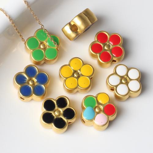 Tibetan Style Flower Beads, gold color plated, DIY & enamel, more colors for choice, nickel, lead & cadmium free, 12x12mm, 100PCs/Bag, Sold By Bag