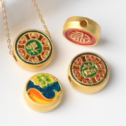 Zinc Alloy Jewelry Beads Round gold color plated DIY & enamel nickel lead & cadmium free Sold By Bag