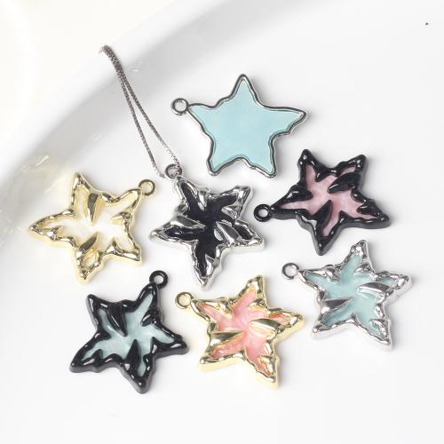 Resin Tibetan Style Pendants, with Resin, Star, plated, DIY, more colors for choice, nickel, lead & cadmium free, 24x22mm, 100PCs/Bag, Sold By Bag